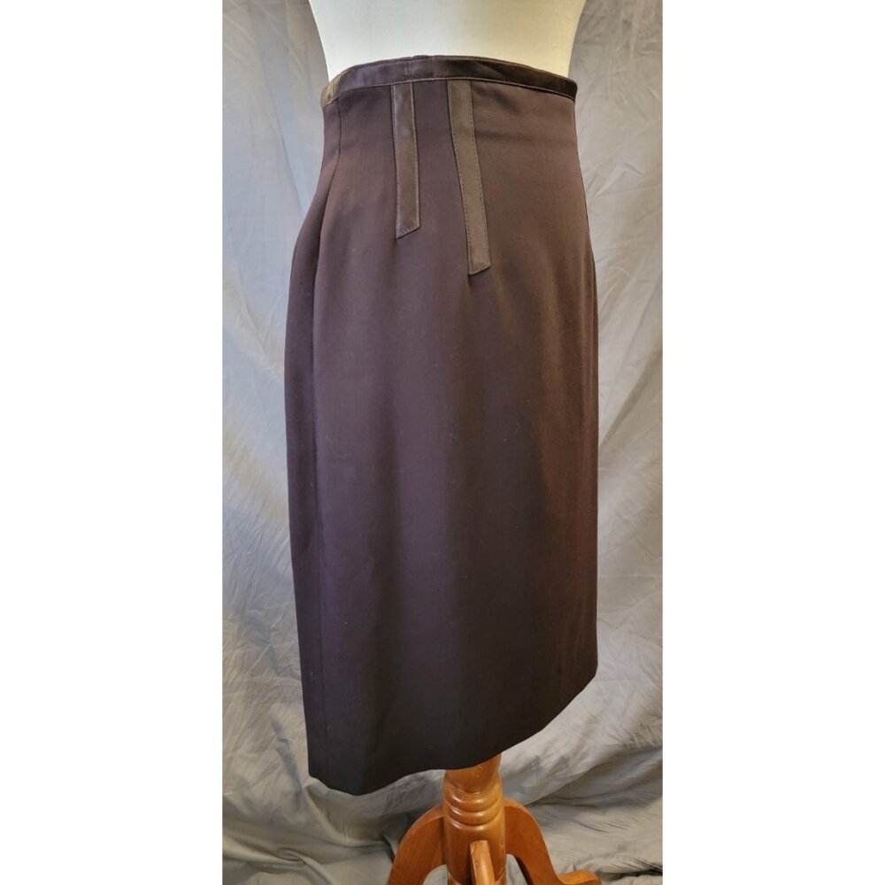VINTAGE BROWN ESCADA PENCIL SKIRT size 42 -us size 6 - Picture 2 of 7